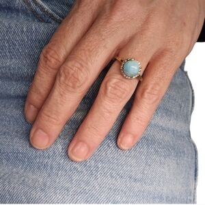 Larimar and Diamond Accent Ring